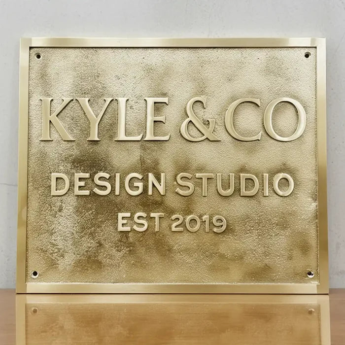 Personalized engraved brass sign | Custom text brass nameplate