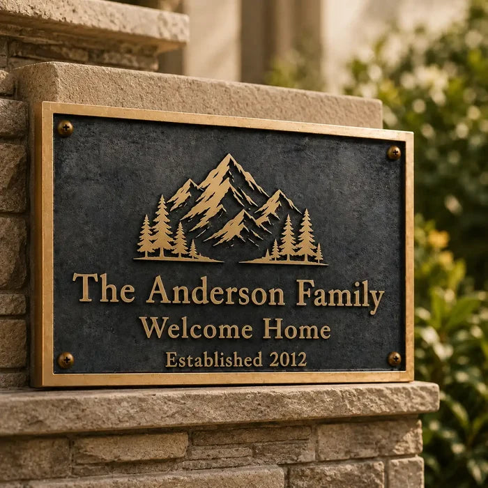 Personalized brass wall plaque with custom text