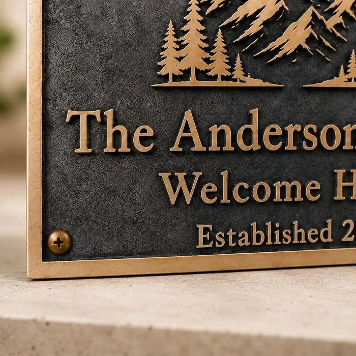 Custom engraved brass sign for indoor or outdoor use