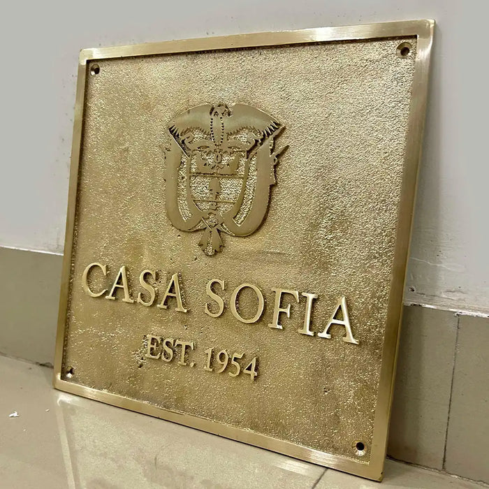 Polished brass plaque with text | engraved brass plate for doors