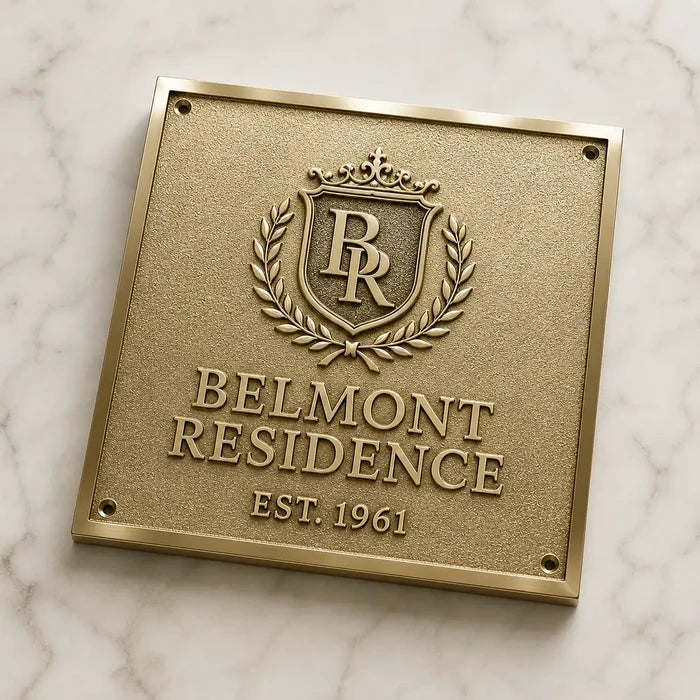 Solid brass plaque with customized engraving