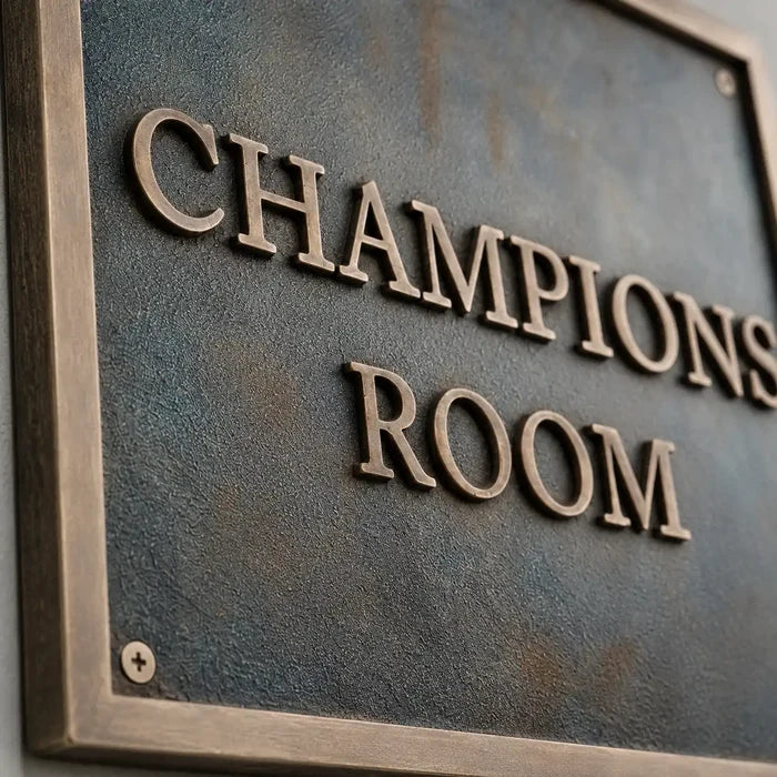 Outdoor bronze address plaque with custom engraving