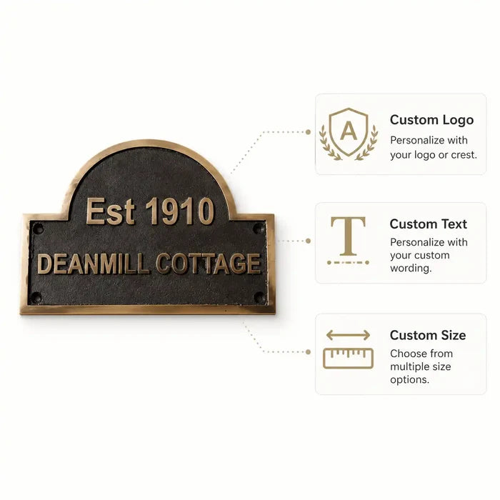Personalized bronze address plaque for front door, gate, or home entrance