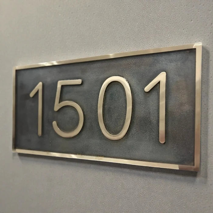 House number sign - Antique Brass Address Plaque