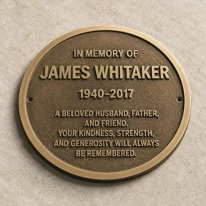 Personalized oval bronze memorial plaque with custom text