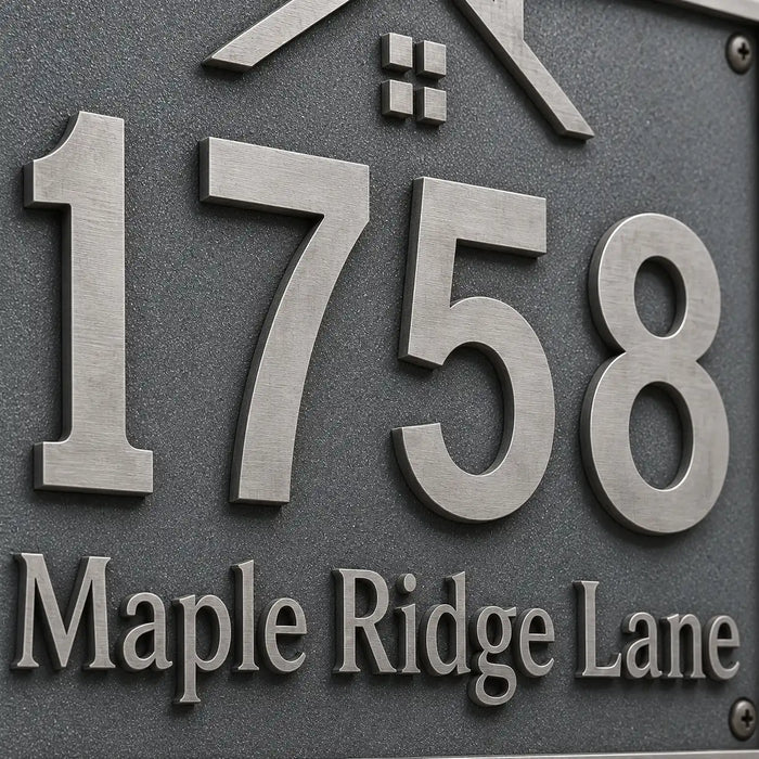 Engraved bronze house number plaque for home address display
