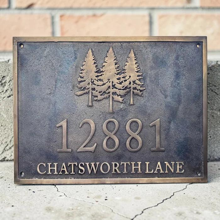 Bronze House Number Plaque with Dark Background Finish