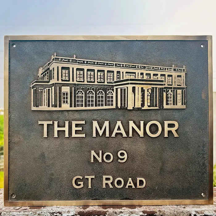 Custom bronze house address sign |
Solid bronze plaque with raised letters