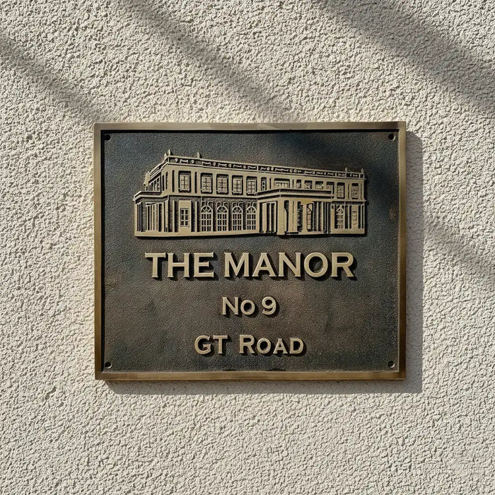 Traditional cast bronze house plaque |
Architectural bronze address sign