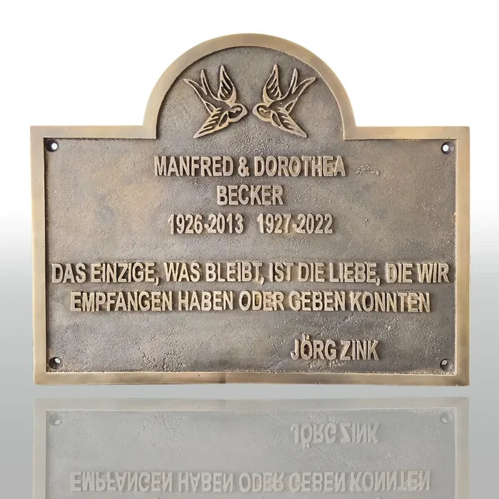 bronze memorial plaque commemoraive grave marker