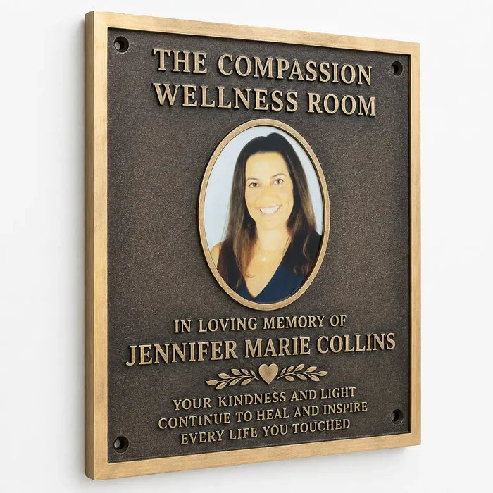 Custom bronze memorial plaque with photo for lasting remembrance