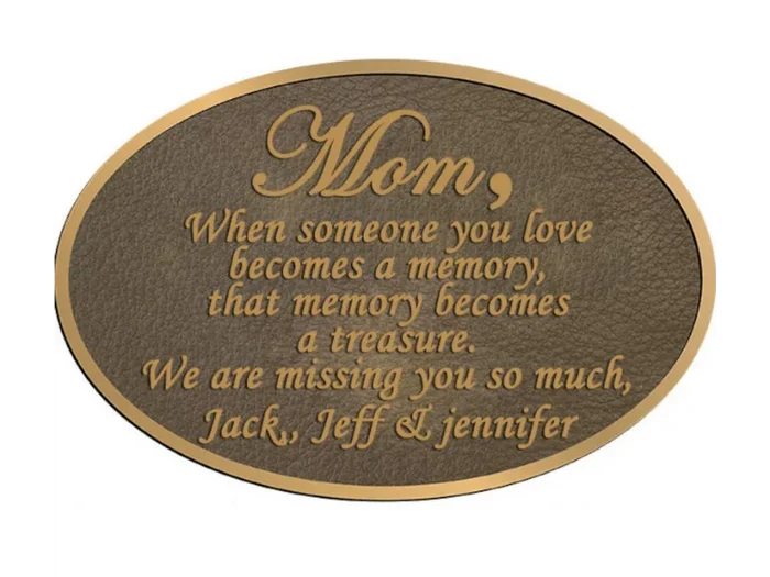 oval bronze dedication plaque
