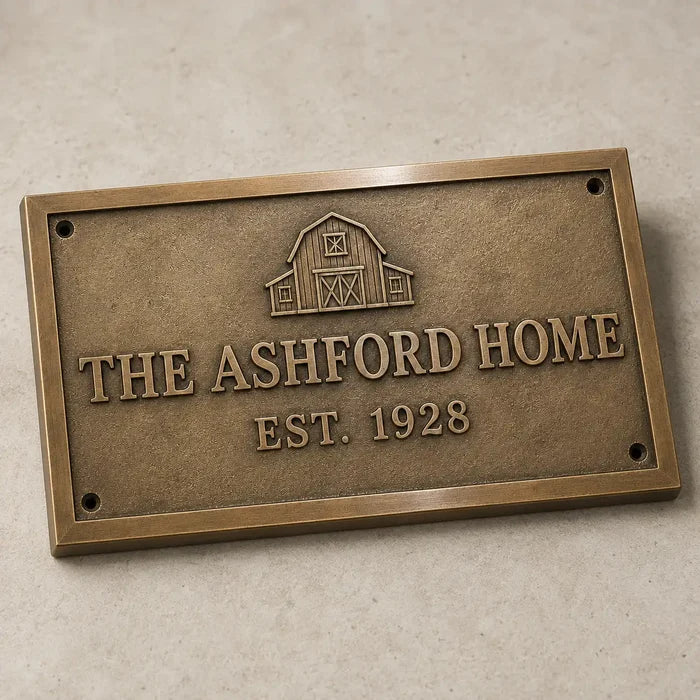 Custom personalized bronze plaque for memorials, dedications, and signage