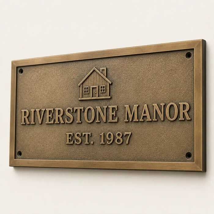 Custom bronze plaque personalized with names, logos, and inscriptions