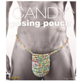 Colorful beaded posing pouch on a gray background with 'CANDY posing pouch' text.