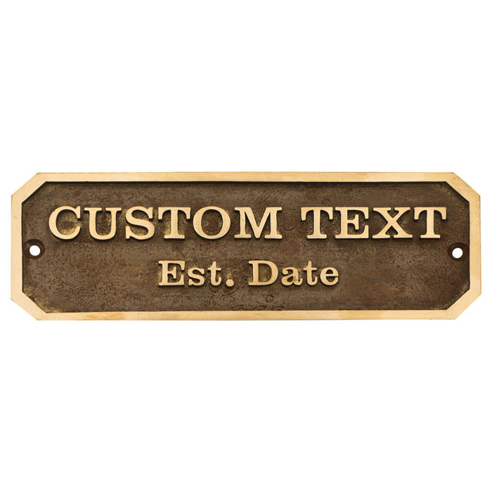 Custom house address sign with est. year in solid brass and antique finish