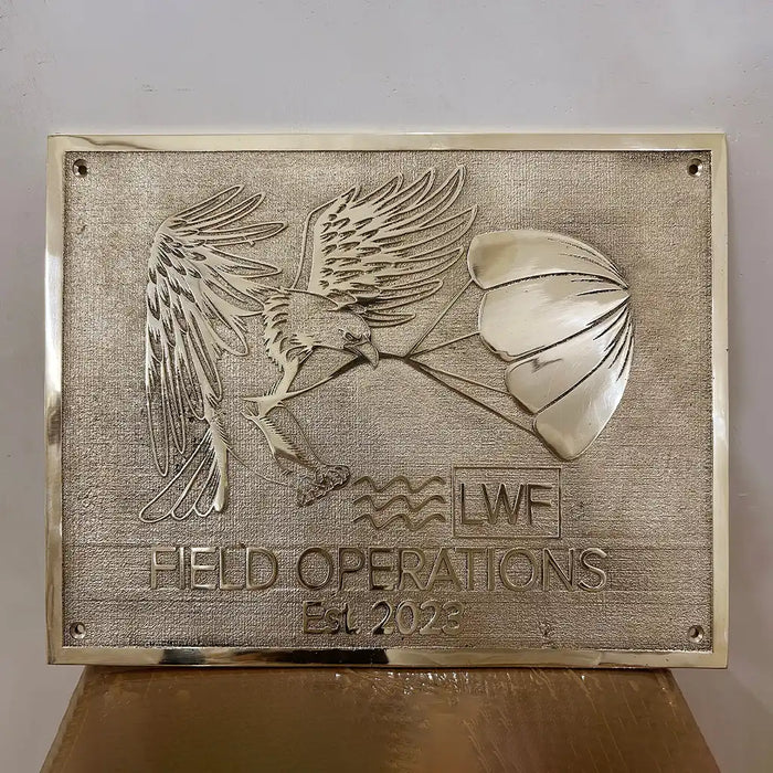 Engraved brass logo plaque | Custom brass plaque for business signage