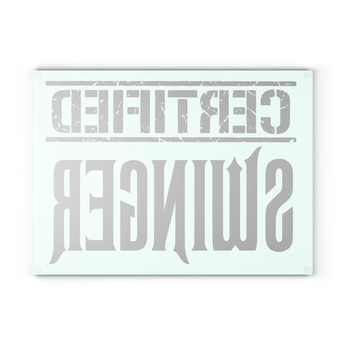Certified Swinger Glass Cutting Board — Novelty Kitchen Gift