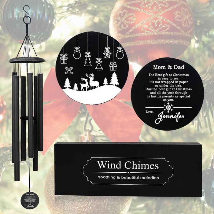 Personalized Christmas wind chime in black color