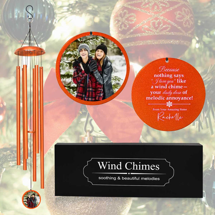Christmas wind chime with photo personalized gift
