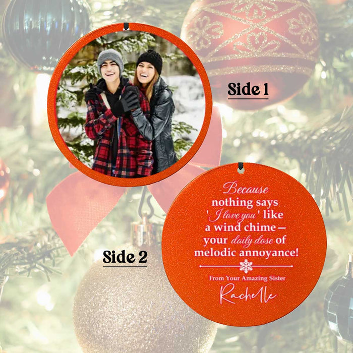 personalized photo and custom engraved ornament for christmas wind chime