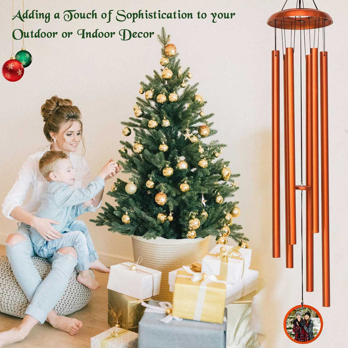 Christmas wind chime with photo for personalized gift