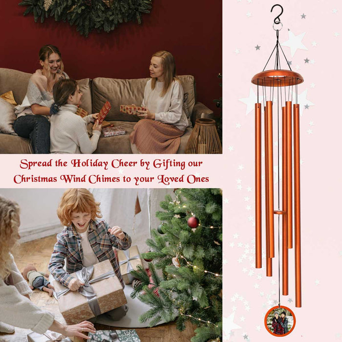 Personalized Christmas wind chime. It is a gift item that can be customized with photos