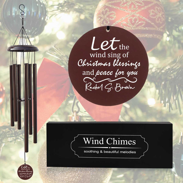 Personalized Christmas wind chime with custom engraving in Brown Finish