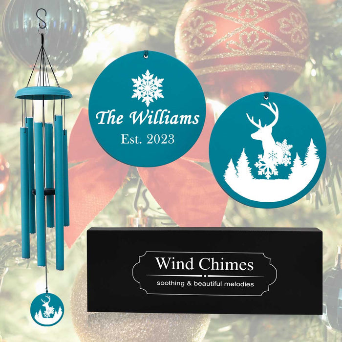 Christmas Wind Chime in light blue color with Free Personalized Engraving Option