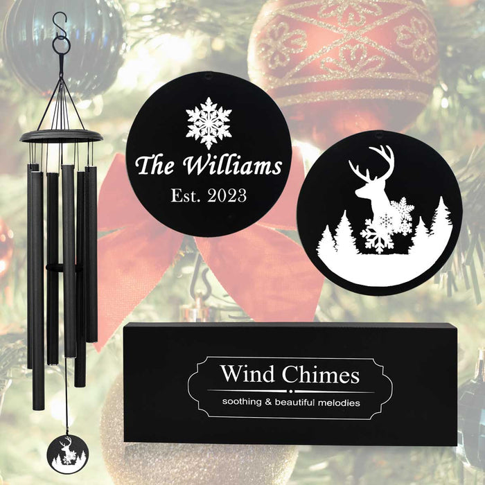 Christmas Wind Chimes in black color with Custom Engraving