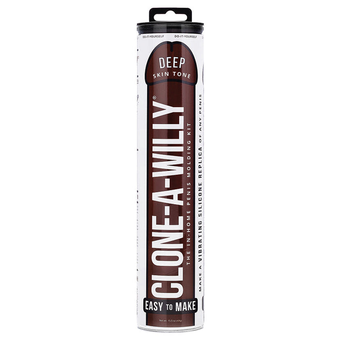 Clone-A-Willy product packaging for deep skin tone on a white background