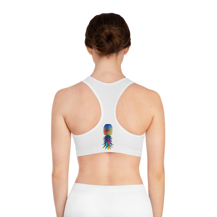 Colorful Pineapple Hotwife Sports Bra - Trendy Workout Gear for Fitness Enthusiasts