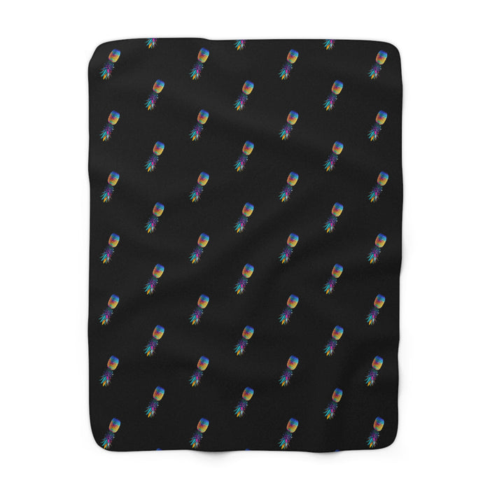 Colorful Pineapple Sherpa Fleece Blanket