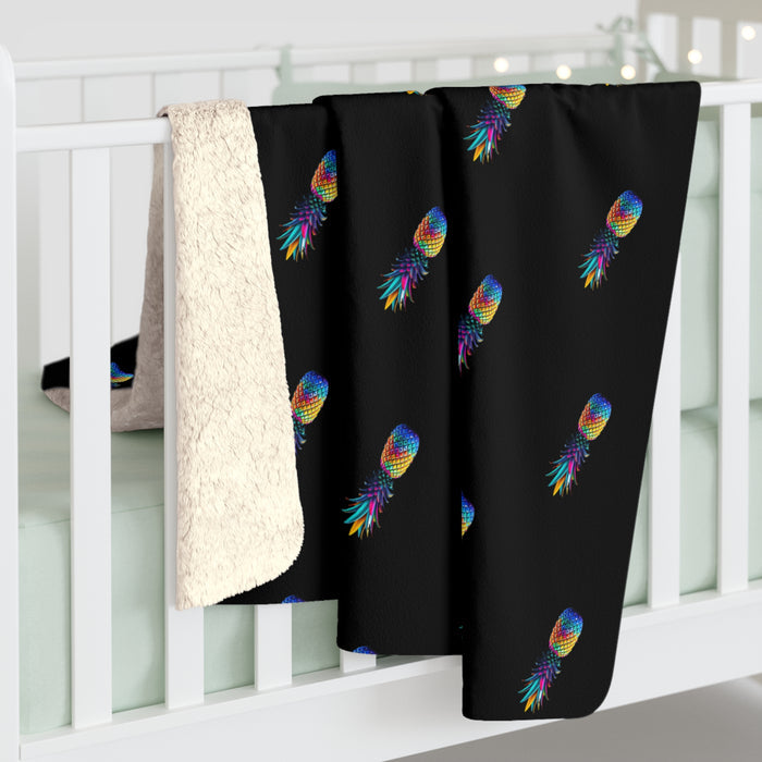 Colorful Pineapple Sherpa Fleece Blanket