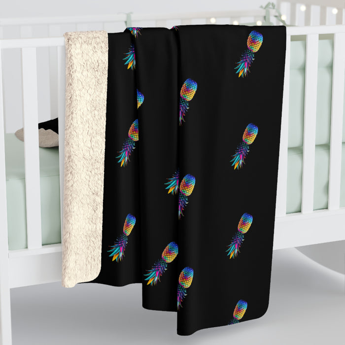 Colorful Pineapple Sherpa Fleece Blanket