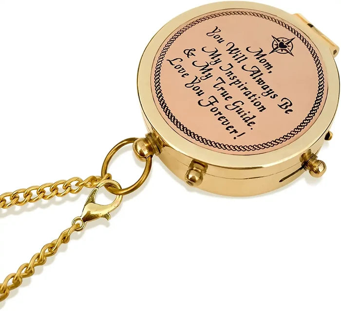 Gifts for Mom from Daughter or Son - Mom's Compass Gold Makeup Mirror - Birthday, Mothers Day, Mother of The Bride, Sentimental & Meaningful Gifts Ideas for Mother, Pocket Hand Mirror