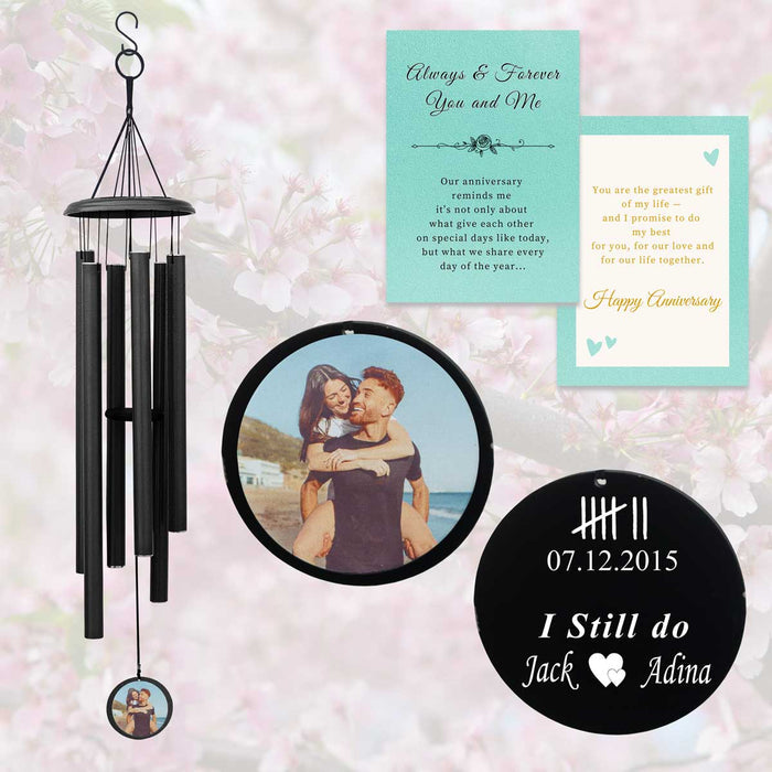 Black Friendship Wind Chime with Picture & Message