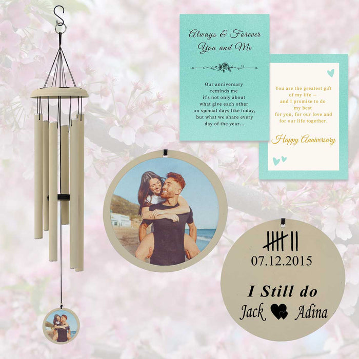 Off-White Friendship Wind Chime with Picture & Message