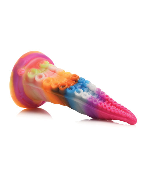 Colorful silicone ice cream-shaped toy on a white background