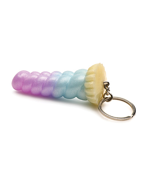 Colorful keychain with gradient design on a white background