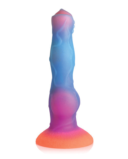 Colorful silicone butt plug on a white background