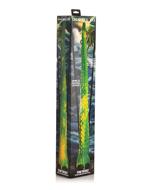 Packaged toy with green and yellow design on a white background