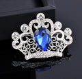 Crown Brooch Stunning Vintage Look Silver Plated Stones ROYAL Design Broach ZY4