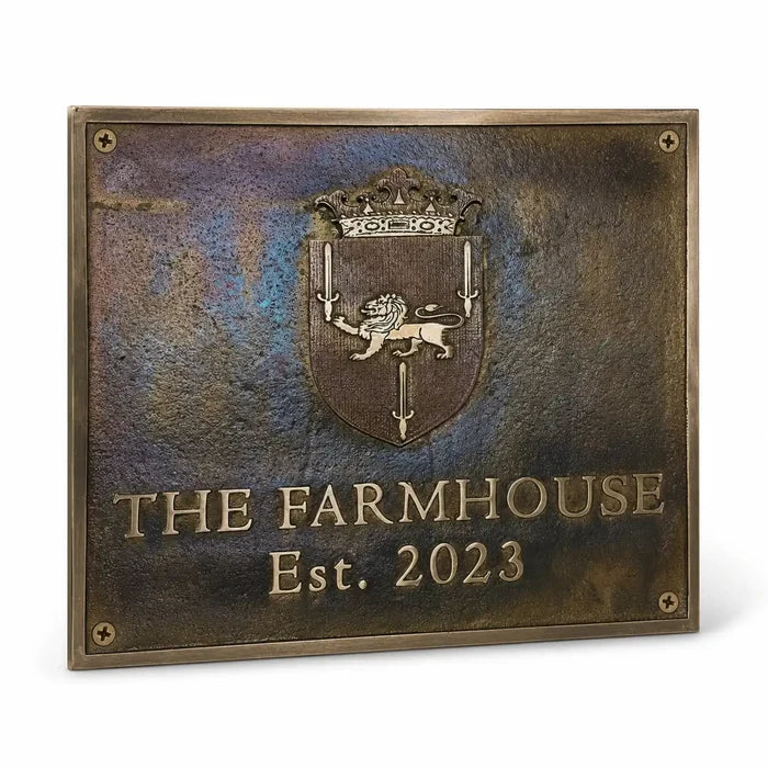 Personalized brass house address sign with durable engraved finish
