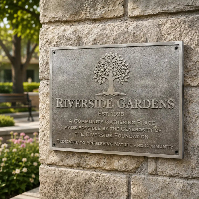 Custom brass address plaque with personalized engraved house number and name