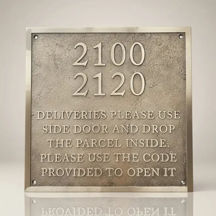 Personalized brass address plaque | Engraved brass number plate