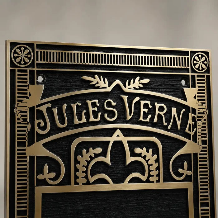 Personalized brass wall sign with black and silver finish