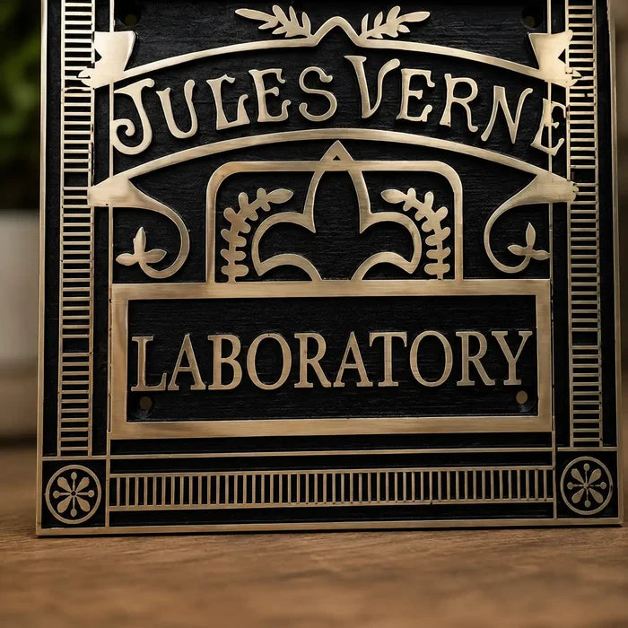 Premium brass name sign with black and silver engraving