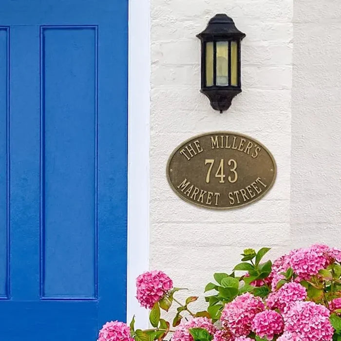 Buy Oval Brass Plaque: customized name & address