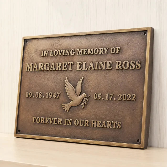 Personalized bronze grave plaque with custom memorial inscription